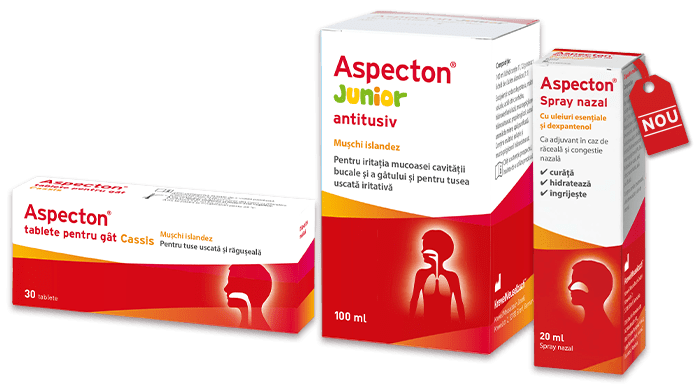 Aspecton® tablete pentru gât Cassis și sirop Junior antitusiv
